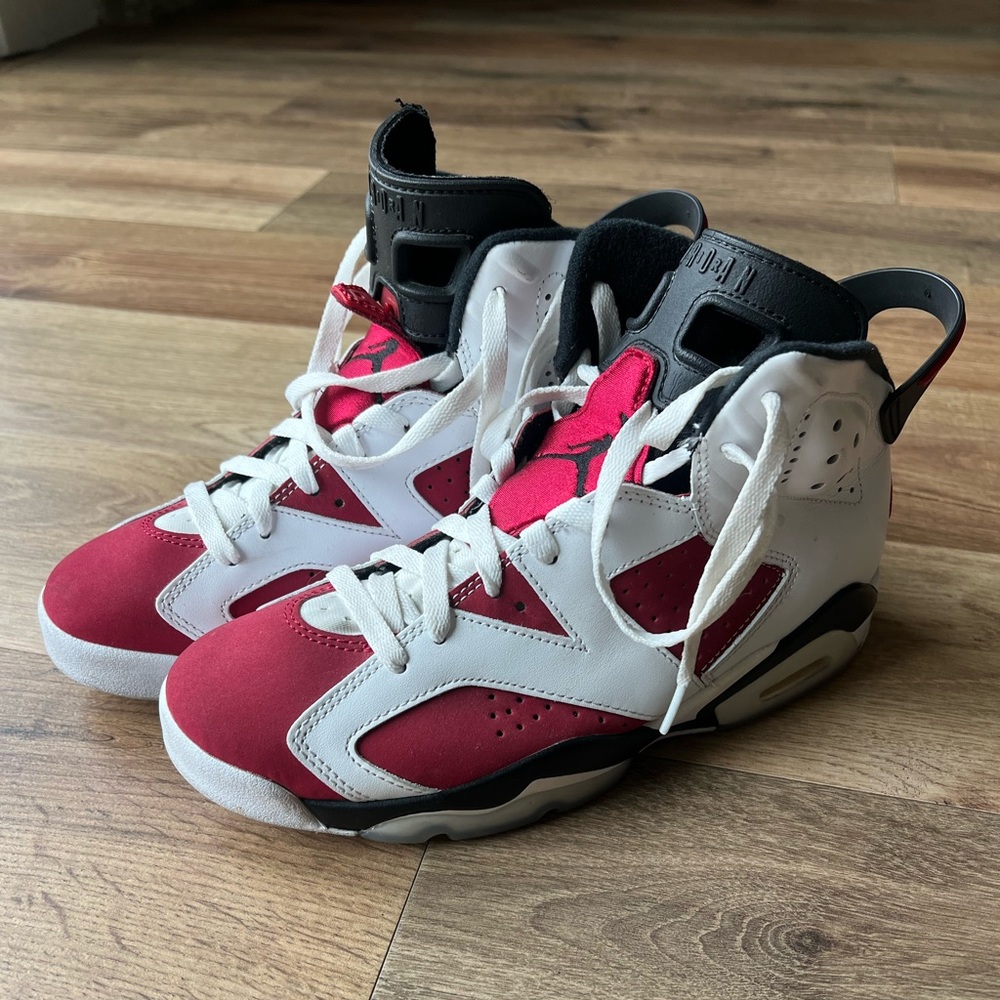 Men’s Air Jordan 6 Retro “Carmine”, size 7, White, Black, Red